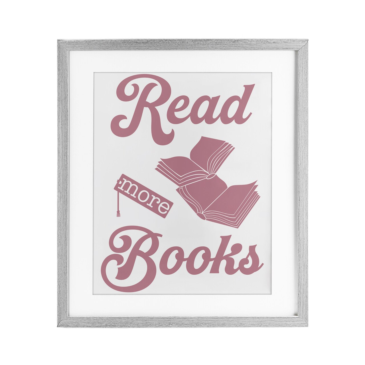 Stupell Industries Read More Books Pink Framed Print Under Glass, design by Marcus Prime